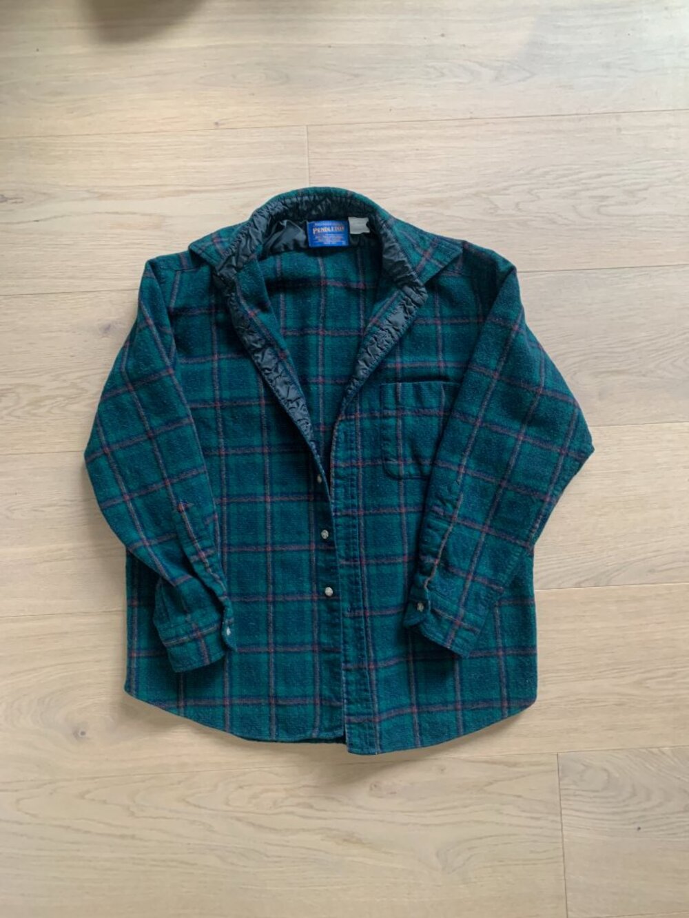 Pendleton Vintage Plaid Wool Shirt Womens Button Up S Green Blue Western Outdoor - Picture 6 of 14